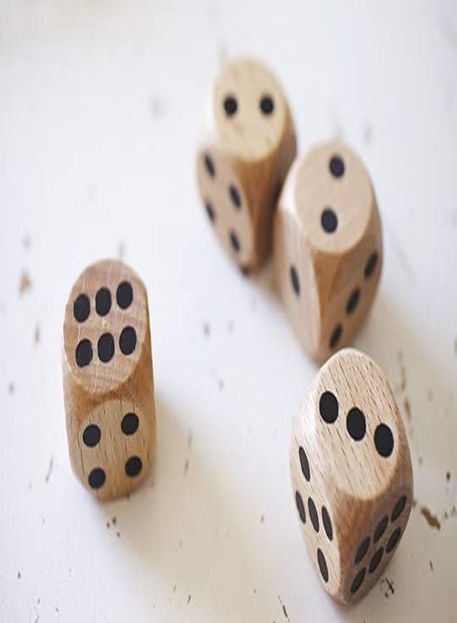 موريل مجموعة موريل من 4 قطع نرد خشبية كبيرة 2.5 سم بنقاط سوداء اللون - للعب لعبة السلم والثعبان، لودو، جينغا، حفلات الحانات، النزهات، ألعاب العمل، ملحقات ألعاب الطاولة. - Image 3